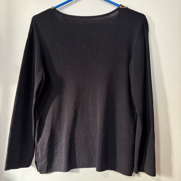 🎉4/30$🎉Elegant Embellished Black Long Sleeve Top – Size L ✨ - Picture 4 of 4